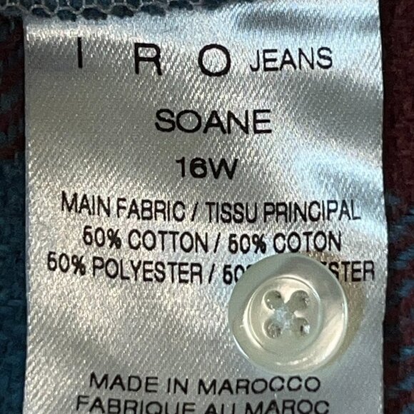 I R O JEANS SOANE FLANNEL BUFFALO PLAID POP-OVER MIDI SHIRT DRESS - EUC -Size 36 - Picture 13 of 16